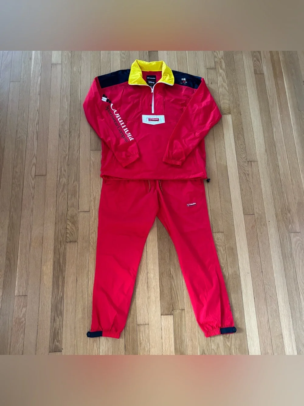 Columbia Disney Track Suit Mickey Mouse Santa Ana Packable Anorak Set M/L